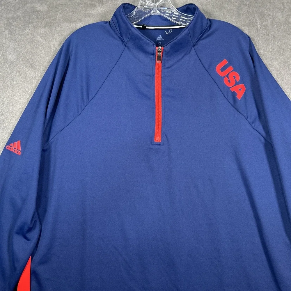 Adidas Team USA 1/4 Zip Pullover Mens XL Long Sleeve Performance Stretch